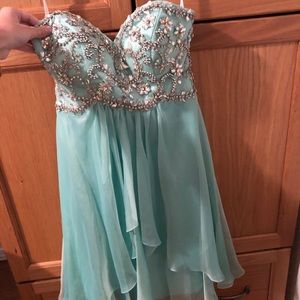 Mint green strapless homecoming/prom dress